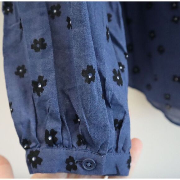 Joie TP053439162 Women's Sz XS Blue Multi Alain Floral Semi-Sheer L/S Shirt - Picture 8 of 12